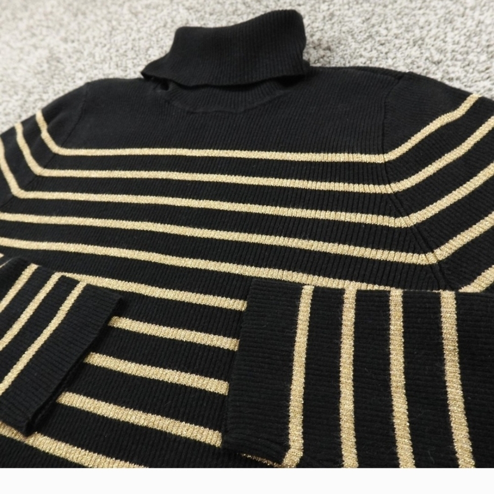 Ralph Lauren Black and Gold Striped Woman Sweater